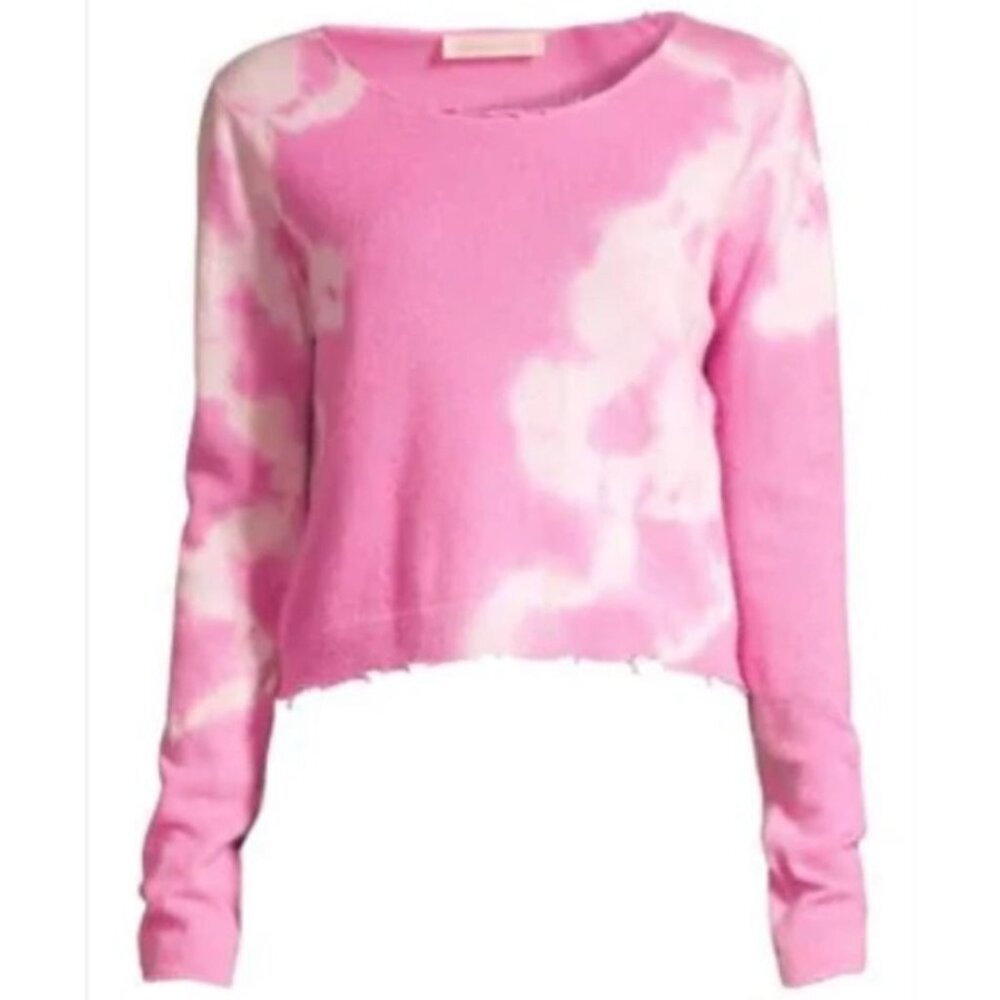 LoveShackFancy Shane Tie Dye Wool Cashmere Cropped Sweater Pink Size XS - Picture 1 of 7